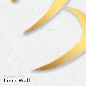 Close up of kanji design. Gold ink on lime wall.