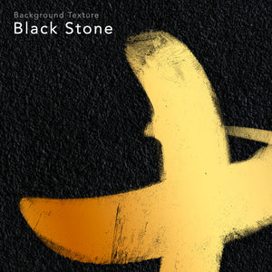 close up on a digital design of a kanji symbol. It is drawn with gold ink on a black stone background.