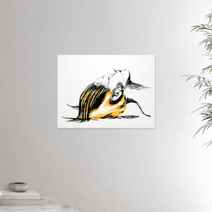 18x24 inches canvas depicting a head massage on a female head. Drawing made for massage professionals. Drawn in a realistic carbon style. From the Healing Hands collection.