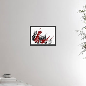 12x16 inches black framed poster depicting a head massage on a male head. Drawing made for massage professionals. Drawn in a realistic carbon style. From the Healing Hands collection.