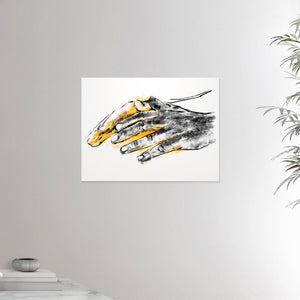 18x24 inches canvas depicting a pair of healing hands Drawing made for massage professionals. Drawn in a realistic carbon style. From the Healing Hands collection.