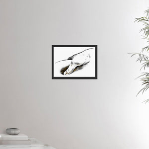 12x16 inches black framed poster depicting a massage hitting a trigger point. Made in a realistic carbon style. From the Healing Hands collection.