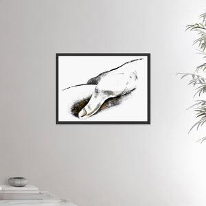 18x24 inches black framed poster depicting a massage hitting a trigger point. Made in a realistic carbon style. From the Healing Hands collection.