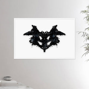 24x36 inches white framed poster depicting a Rorscharch drawing. Perfect for psychotherapists. From the Rorscharch collection.