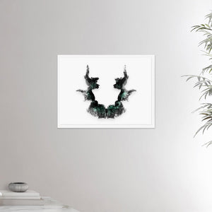 18x24 inches white framed poster depicting the seventh Rorscharch drawing. Perfect for psychotherapists. From the Rorscharch collection.