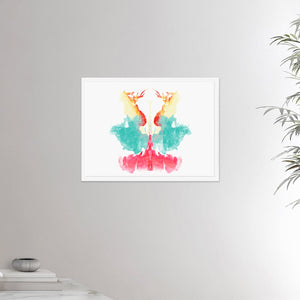 18x24 inches white framed poster depicting the ninth Rorscharch drawing. Perfect for psychotherapists. From the Rorscharch collection.