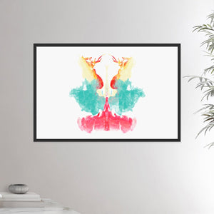 24x26 inches black framed poster depicting the ninth Rorscharch drawing. Perfect for psychotherapists. From the Rorscharch collection.