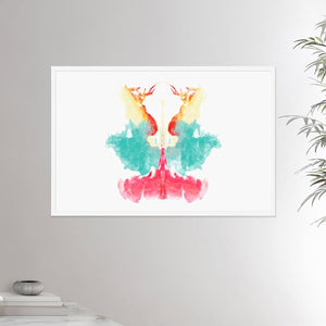 24x26 inches white framed poster depicting the ninth Rorscharch drawing. Perfect for psychotherapists. From the Rorscharch collection.