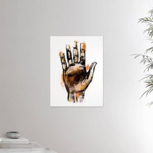 18x24 inch canvas depicting a massage therapists hand. Made in a realistic carbon style. From the Healing Hands collection.