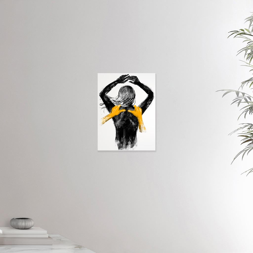 12x16 inches canvas depicting a shoulders massage on a female. Made in a realistic carbon style. From the Healing Hands collection.