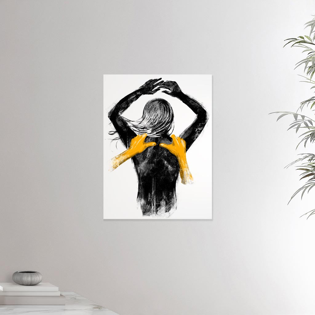 18x24 inches canvas depicting a shoulders massage on a female. Made in a realistic carbon style. From the Healing Hands collection.