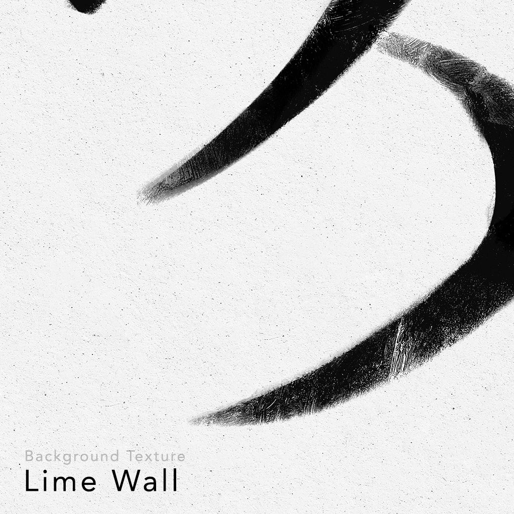 Close up of a kanji design. Black ink on limewall background.