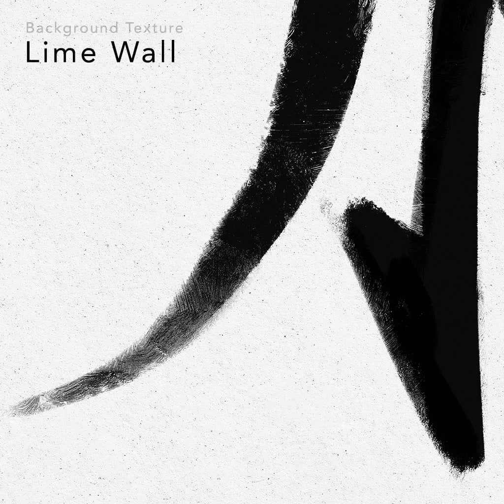 Close up of a digital design of a Kanji sign, drawn with black ink on a limewall background.