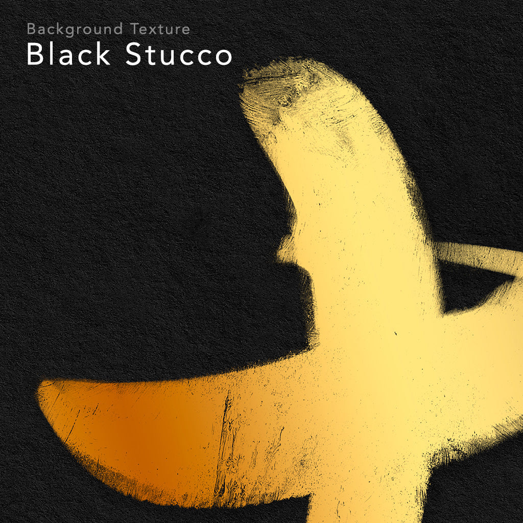 Zoom in of a digital design of a kanji symbol. Gold ink on Black Stucco.  