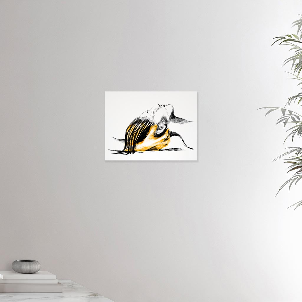 12x16 inches canvas depicting a head massage on a female head. Drawing made for massage professionals. Drawn in a realistic carbon style.  From the Healing Hands collection.