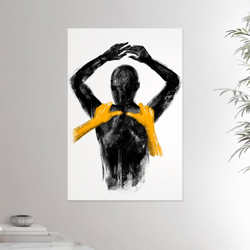 24x36 inches canvas depicting a shoulders massage. Made in a realistic carbon style. From the Healing Hands collection.