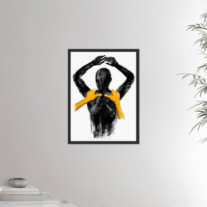 18x24 inches black framed poster depicting a shoulders massage. Made in a realistic carbon style. From the Healing Hands collection.