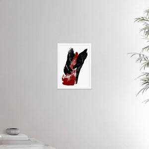 12x16 inches white framed poster depicting a foot massage with two hands massaging one foot. This reflexology design is made in a realistic carbon style. From the Healing Hands collection.