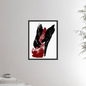 18x24 inches black framed poster depicting a foot massage with two hands massaging one foot. This reflexology design is made in a realistic carbon style. From the Healing Hands collection.