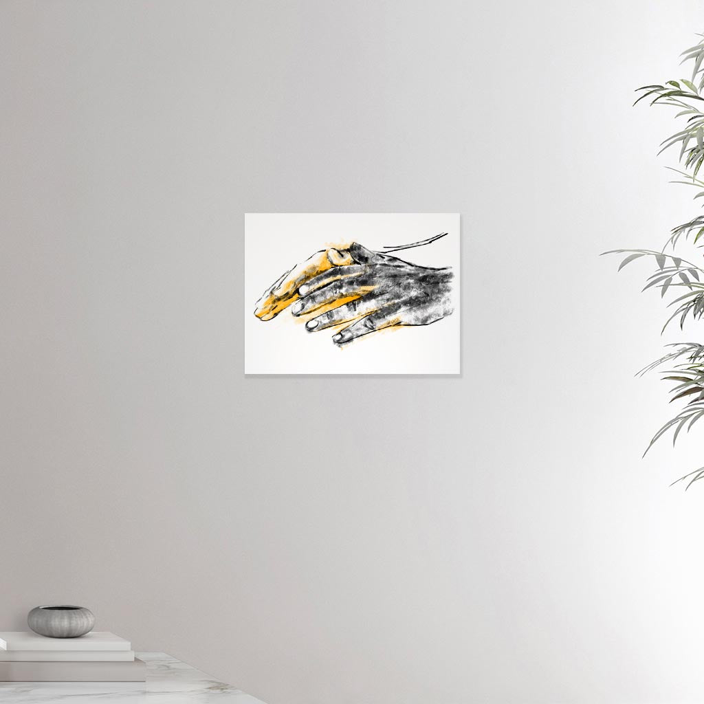 12x16 inches canvas depicting a pair of healing hands Drawing made for massage professionals. Drawn in a realistic carbon style.  From the Healing Hands collection.