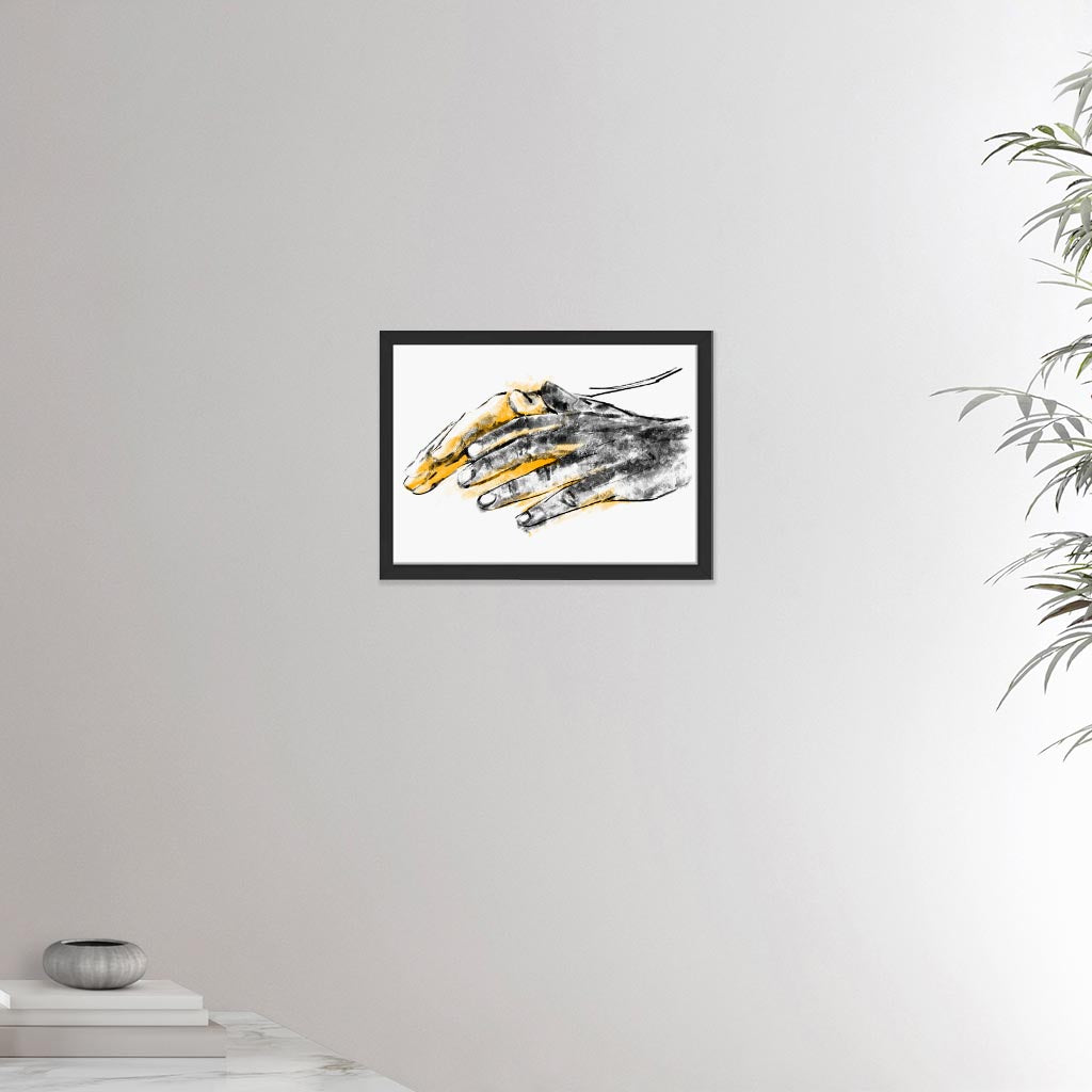 12x16 inches canvas depicting a pair of healing hands. Drawing made for massage professionals. Drawn in a realistic carbon style.  From the Healing Hands collection.