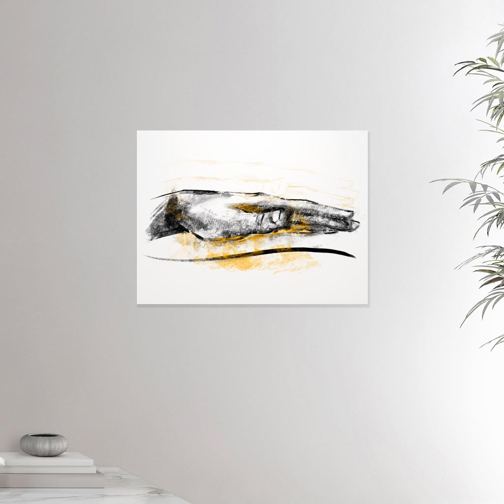 18x24 inches canvas depicting a healing hand. Drawing made for massage professionals and reiki professionals. Drawn in a realistic carbon style.  From the Healing Hands collection.