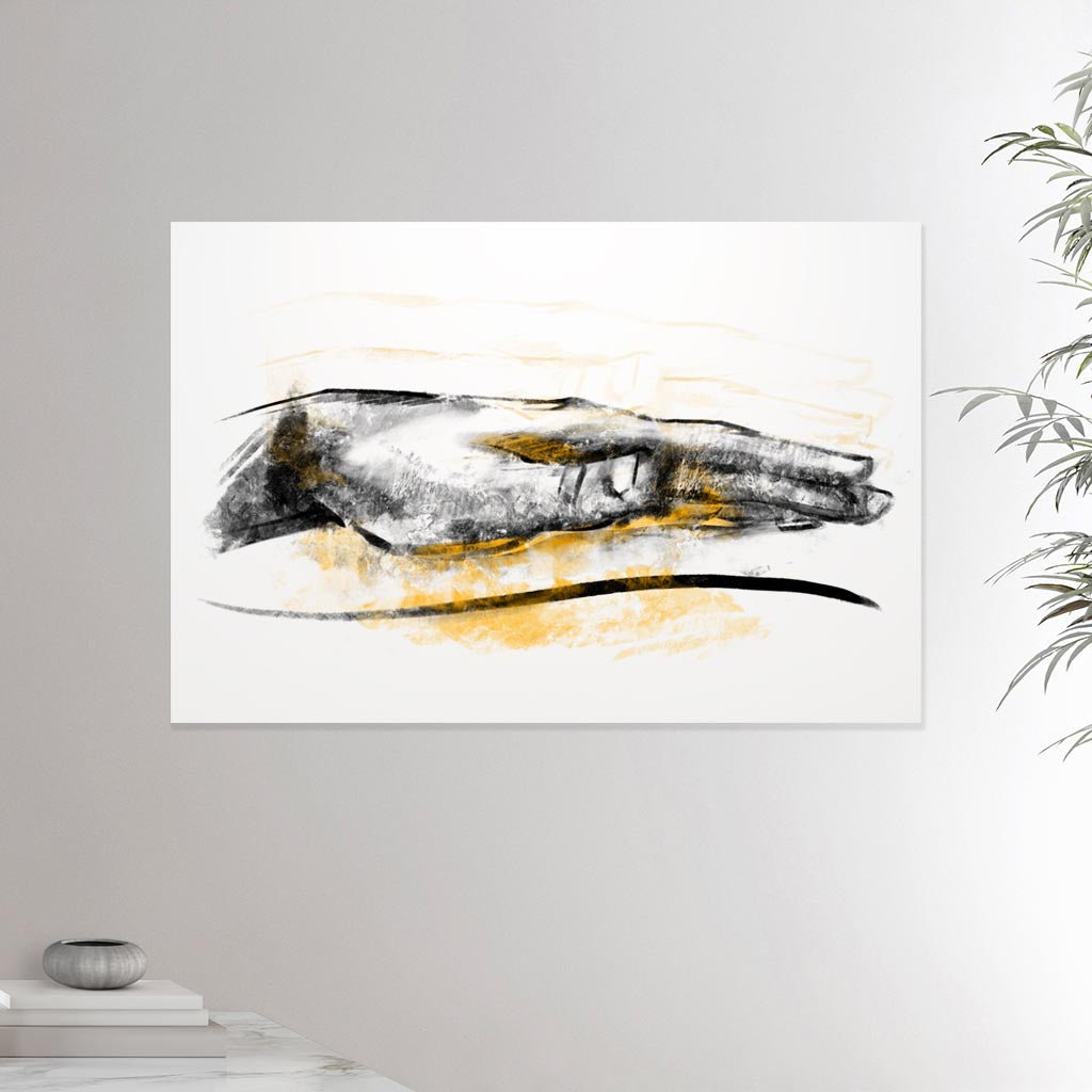 24x36 inches canvas depicting a healing hand. Drawing made for massage professionals and reiki professionals. Drawn in a realistic carbon style.  From the Healing Hands collection.