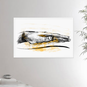 24x36 inches white framed poster depicting a healing hand. Drawing made for massage professionals and reiki professionals. Drawn in a realistic carbon style.  From the Healing Hands collection.