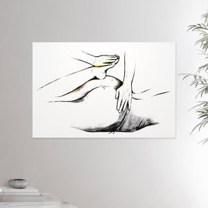 24x36 inches canvas depicting a shiatsu massage. Made in a realistic carbon style. From the Healing Hands collection.