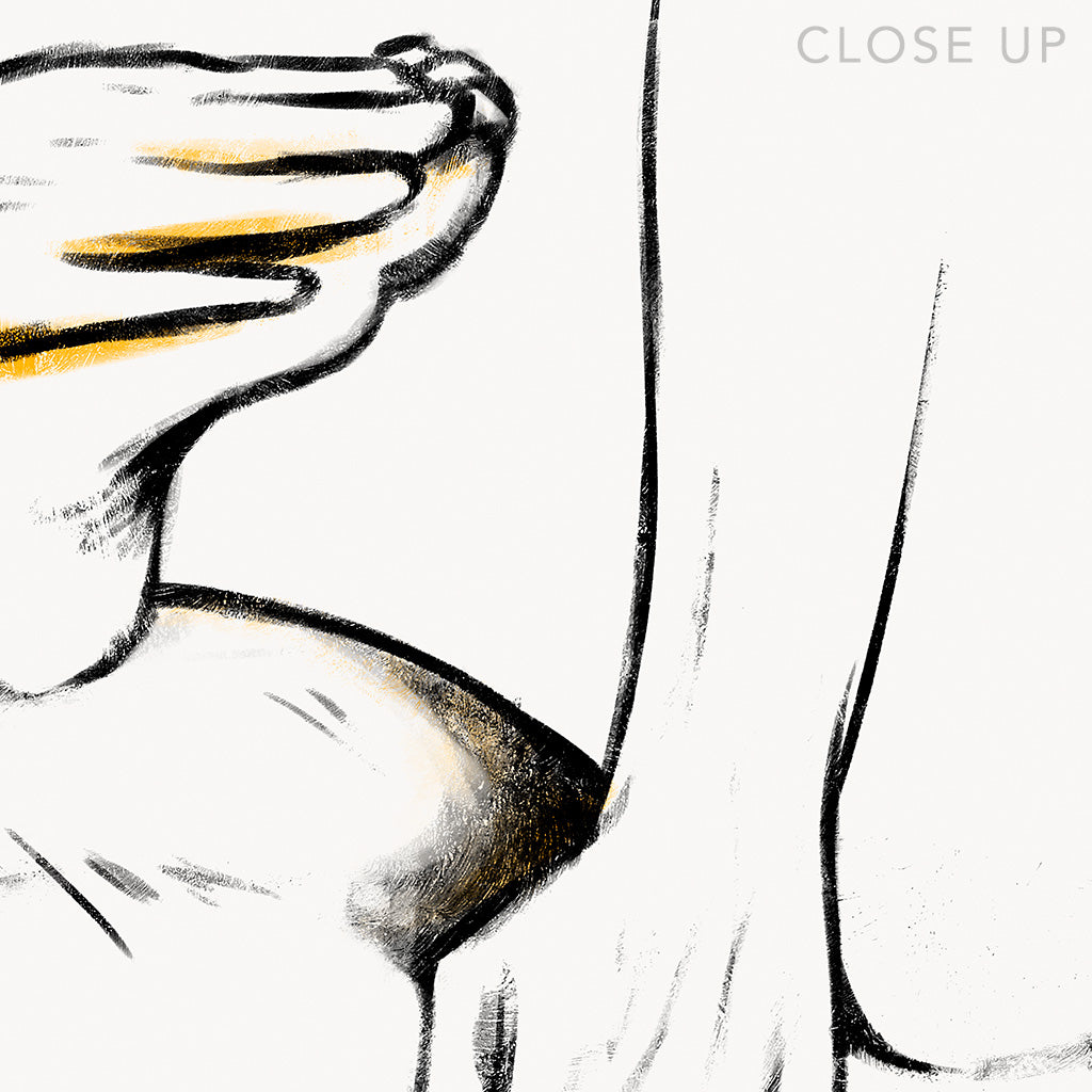 Close up of a digital design depicting a shiatsu massage. Made in a realistic carbon style. From the Healing Hands collection.