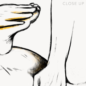 Close up of a digital design depicting a shiatsu massage. Made in a realistic carbon style. From the Healing Hands collection.