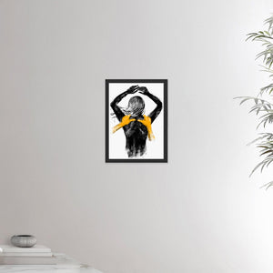 12x16 inches black framed poster depicting a shoulders massage on a female. Made in a realistic carbon style. From the Healing Hands collection.