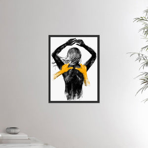 18x24 inches black framed poster depicting a shoulders massage on a female. Made in a realistic carbon style. From the Healing Hands collection.
