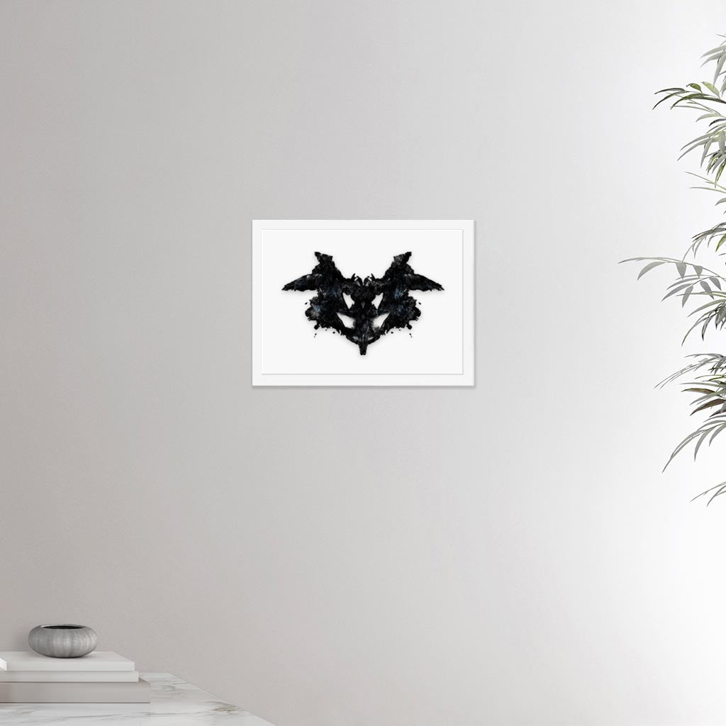 12x16 inches white framed poster depicting a Rorscharch drawing. Perfect for psychotherapists. From the Rorscharch  collection.