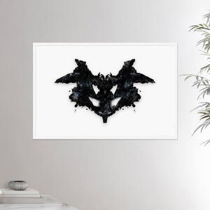 24x36 inches white framed poster depicting a Rorscharch drawing. Perfect for psychotherapists. From the Rorscharch  collection.