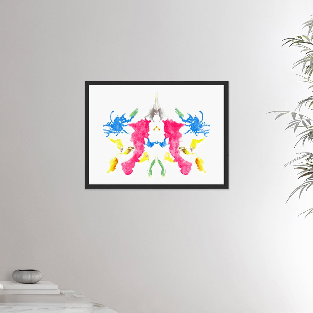 18x24 inches black framed poster depicting the tenth Rorscharch drawing. Perfect for psychotherapists. From the Rorscharch collection.