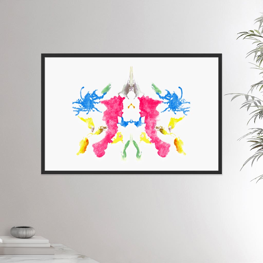 24x36 inches black framed poster depicting the tenth Rorscharch drawing. Perfect for psychotherapists. From the Rorscharch collection.