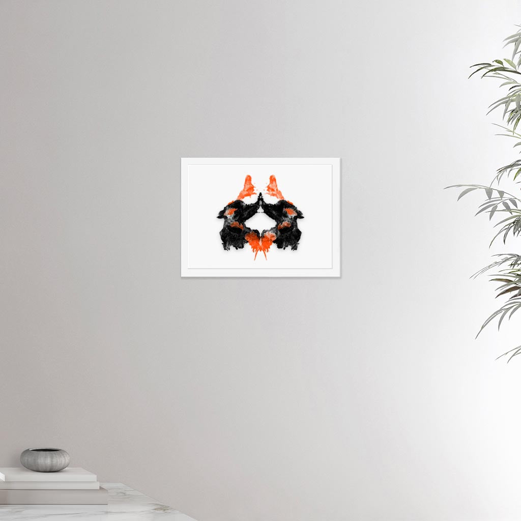 12x16 inches white framed poster depicting the second Rorscharch drawing. Perfect for psychotherapists. From the Rorscharch  collection.
