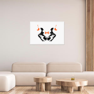 Living room with a 24x36 inches white framed poster depicting the third Rorscharch drawing. Perfect for psychotherapists. From the Rorscharch collection.