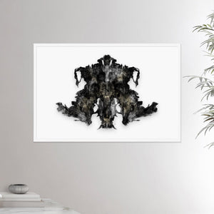 24x26 inches white framed poster depicting the fourth Rorscharch drawing. Perfect for psychotherapists. From the Rorscharch collection.