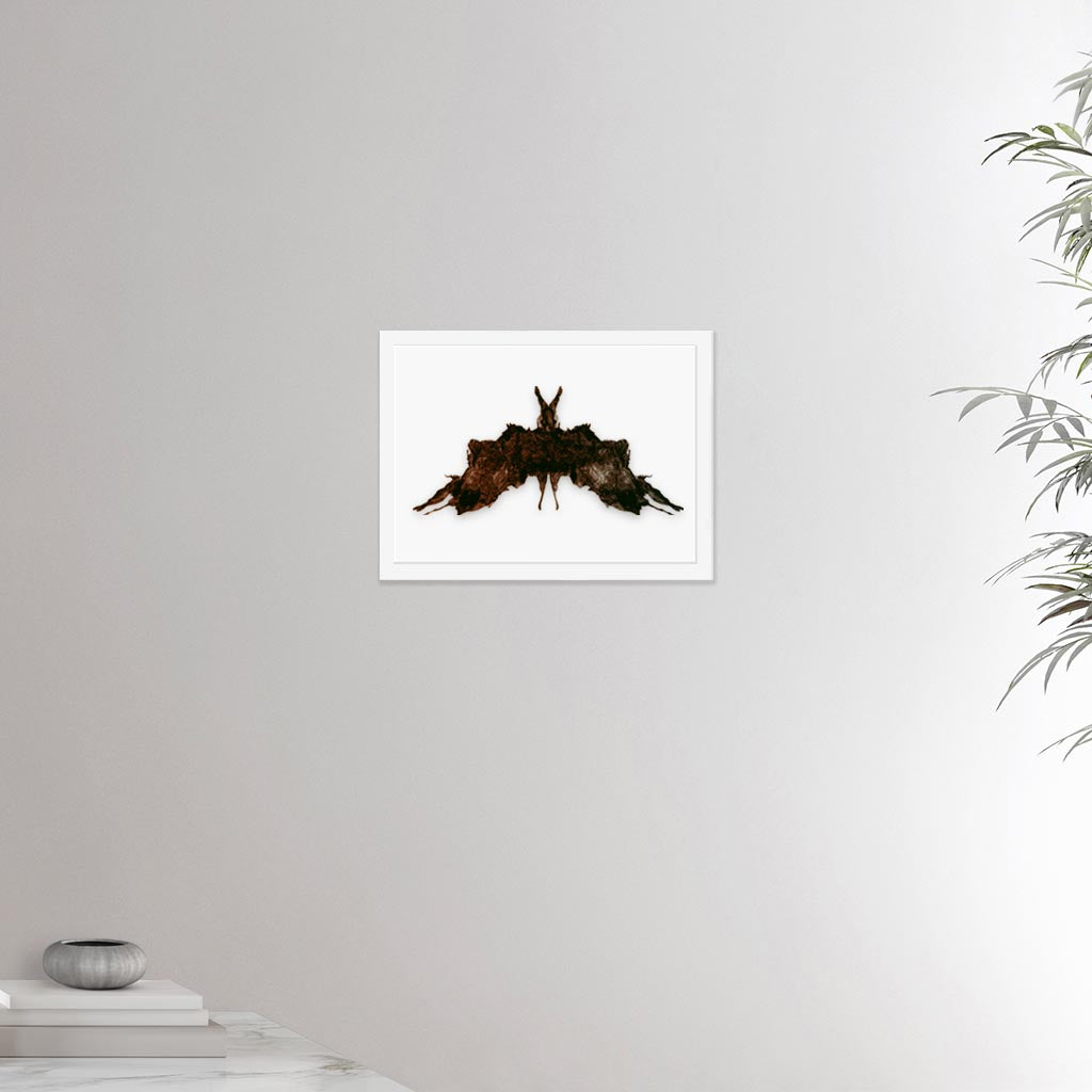 12x16 inches white framed poster depicting the fifth Rorscharch drawing. Perfect for psychotherapists. From the Rorscharch collection.