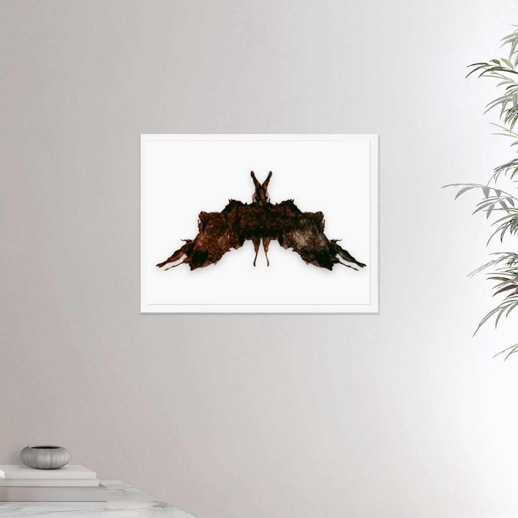 18x24 inches white framed poster depicting the fifth Rorscharch drawing. Perfect for psychotherapists. From the Rorscharch collection.