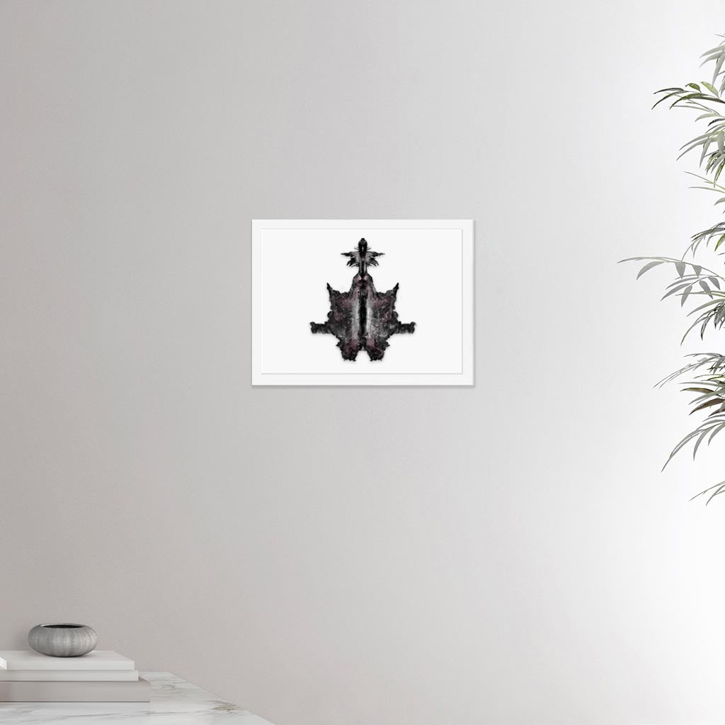 12x16 inches white framed poster depicting the sixth Rorscharch drawing. Perfect for psychotherapists. From the Rorscharch collection.