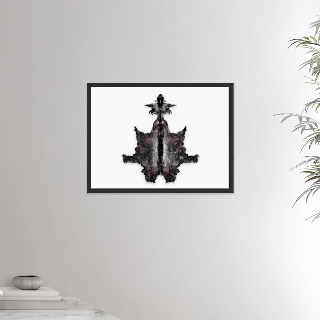 18x24 inches black framed poster depicting the sixth Rorscharch drawing. Perfect for psychotherapists. From the Rorscharch collection.