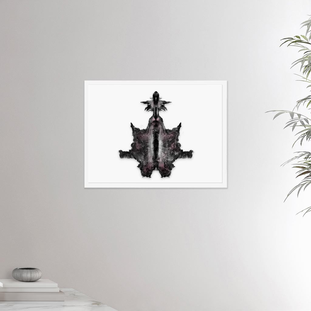 18x24 inches white framed poster depicting the sixth Rorscharch drawing. Perfect for psychotherapists. From the Rorscharch collection.
