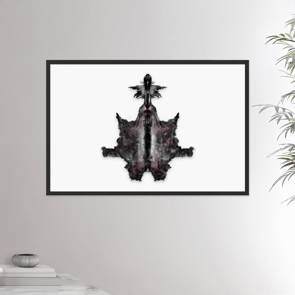 24x36 inches black framed poster depicting the sixth Rorscharch drawing. Perfect for psychotherapists. From the Rorscharch collection.