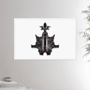 24x36 inches white framed poster depicting the sixth Rorscharch drawing. Perfect for psychotherapists. From the Rorscharch collection.