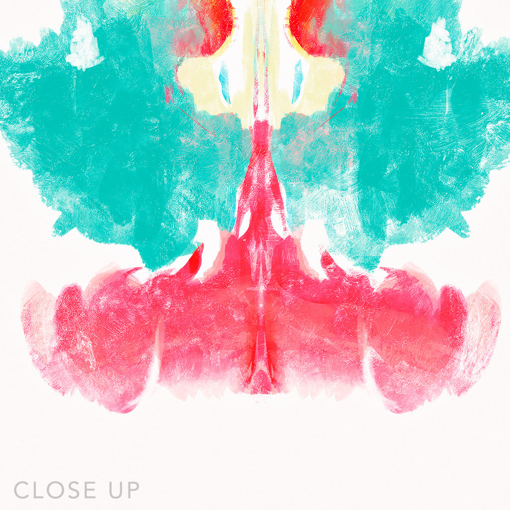 Close up on a digital desgin depicting the ninth Rorscharch drawing. Perfect for psychotherapists. From the Rorscharch collection.