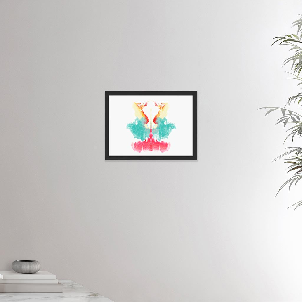 12x16 inches black framed poster depicting the ninth Rorscharch drawing. Perfect for psychotherapists. From the Rorscharch collection.