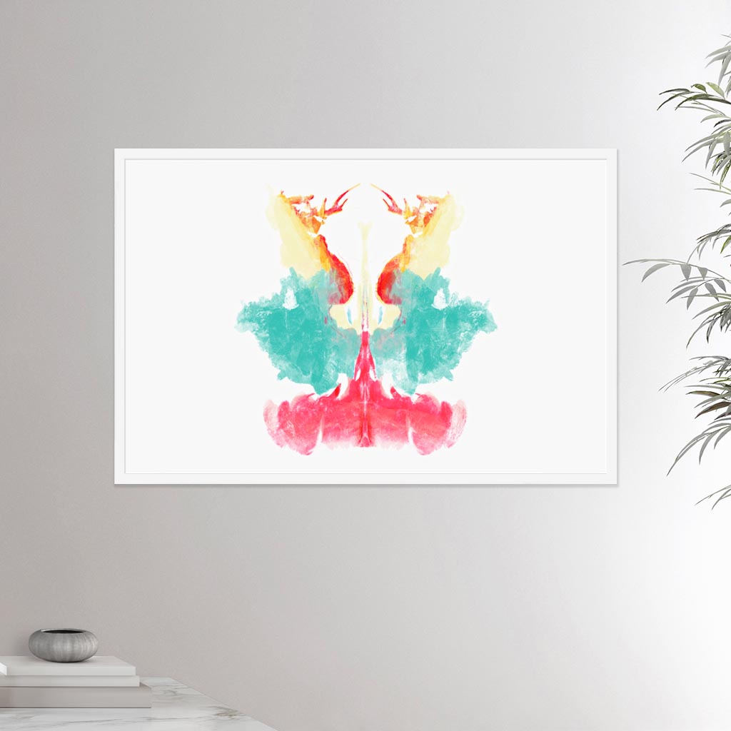 24x26 inches white framed poster depicting the ninth Rorscharch drawing. Perfect for psychotherapists. From the Rorscharch collection.